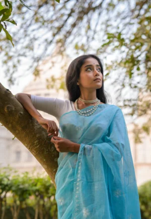 Kota Chikankari sarees - Meher - Panna