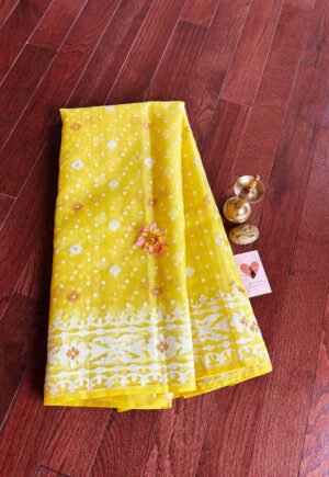 Pure Muslin Dhakai Jamdhani - Yellow
